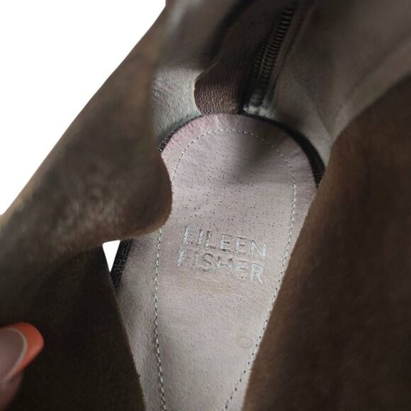 Eileen Fisher Sport Platform Sandals Women's 9.5 Metallic Gold Leather Back Zip - Picture 7 of 9